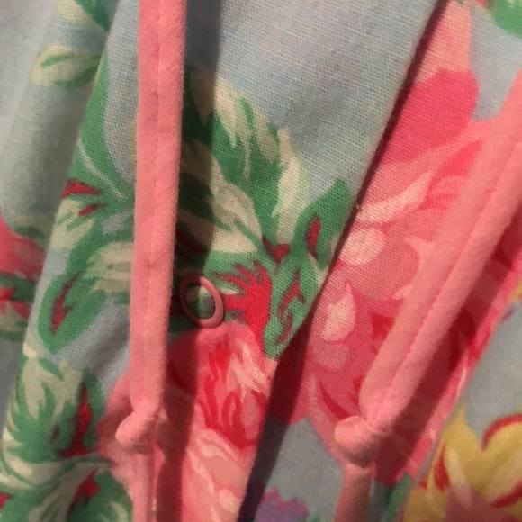 Vintage House Coat-Short Sleeve-Pink Floral-GUC-Lady Manhattan brand - Picture 5 of 16